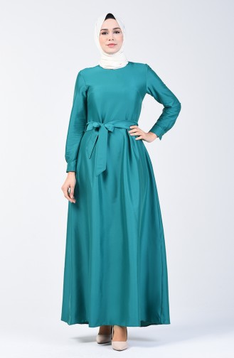 Pleated Belted Dress 60107-03 Emerald Green 60107-03