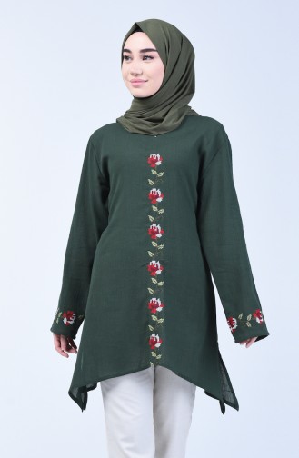 Sile Cloth Embroidered Tunic 0038-02 Dark Green 0038-02