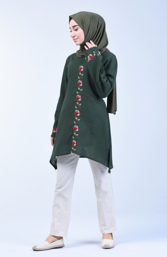 Sile Cloth Embroidered Tunic 0038-02 Dark Green 0038-02