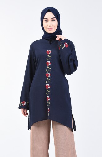 Sile Cloth Embroidered Tunic 0038-03 Navy Blue 0038-03