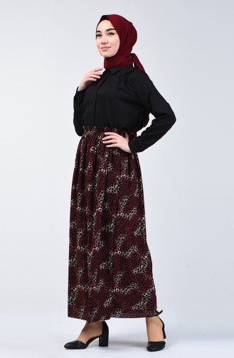 Elastic Waist Patterned Skirt Bordeaux 2012-02