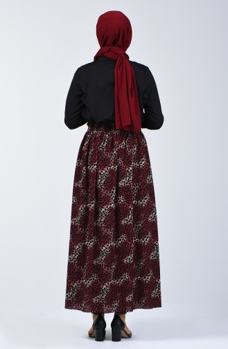 Elastic Waist Patterned Skirt Bordeaux 2012-02