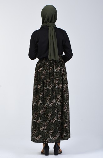 Elastic Waist Patterned Skirt Khaki 2012-03