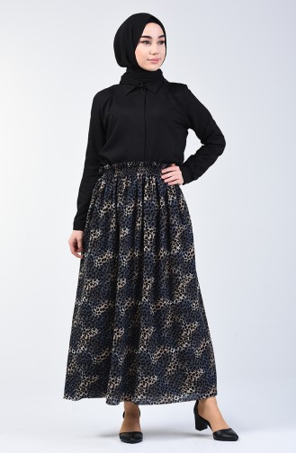 Elastic Waist Patterned Skirt Indigo 2012-04