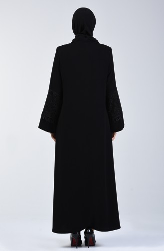 Abaya de Soirée Garni à Dentelle 2021-01 Noir 2021-01