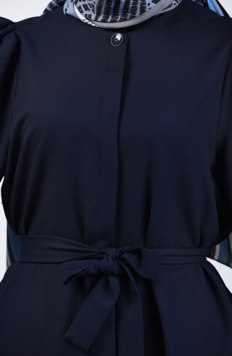 Belted Tunic Pants Double Set 0218-09 Navy Blue 0218-21