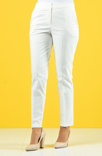 Classic Trousers with Pocket 1117-03 Ecru 1117-03