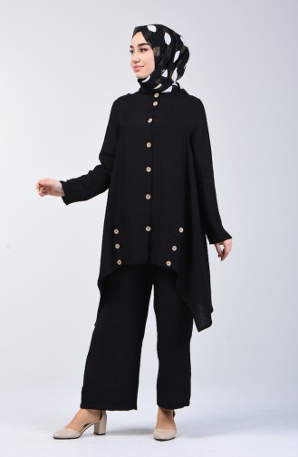 Aerobin Fabric Asymmetric Tunic Trousers Double Suit 6630-03 Black 6630-03