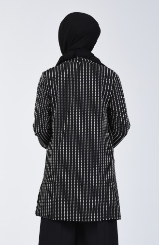 Kolyeli Bluz Ceket İkili Takım 1424-01 Siyah Beyaz
