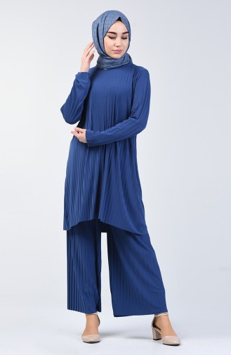 Pleated Tunic Trousers Double Suit 5219-14 Indigo 5219-14