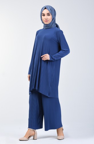Pleated Tunic Trousers Double Suit 5219-14 Indigo 5219-14