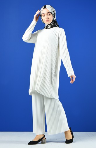 Pleated Tunic Trousers Double Suit 5219-15 White 5219-15