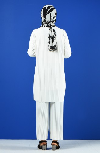 Pleated Tunic Trousers Double Suit 5219-15 White 5219-15