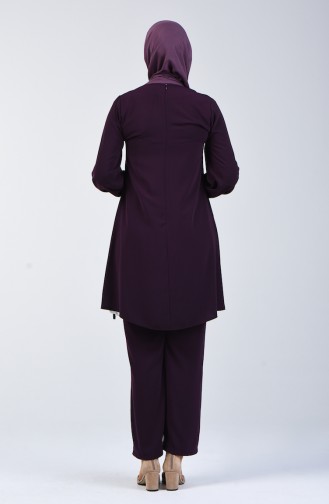 Garnished Tunic Trousers Double Suit 1730-01 Purple 1730-01