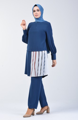 Garnished Tunic Trousers Double Suit 1730-03 Indigo 1730-03