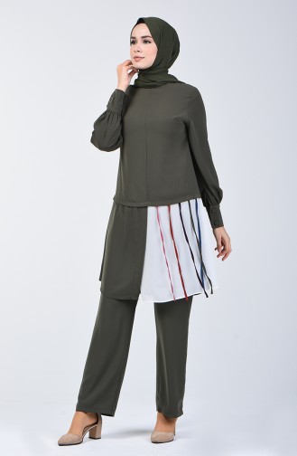 Fabric Garni Tunic & Pants Two-pieces Suit 1730-05 Khaki 1730-05