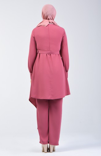 Belted Tunic & Pants Two-pieces Suit  1731-01 Rose Dry 1731-01