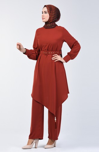Belted Tunic & Pants Two-pieces Suit 1731-03 Tile 1731-03