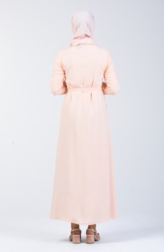 Embroidered Belted Dress 90026-01 Salmon 90026-01