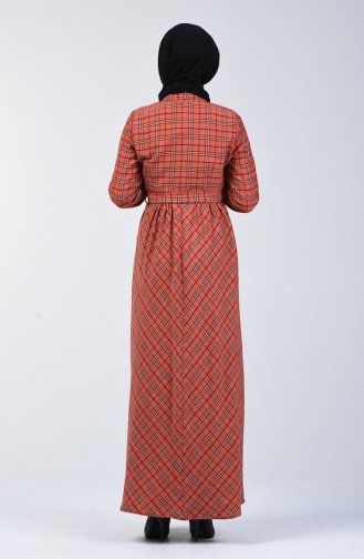 Plaid Patterned Belted Dress 7028-01 Tile 7028-01