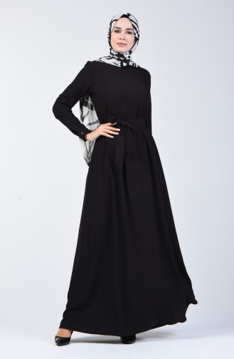 Schwarz Hijab Kleider 60108-01