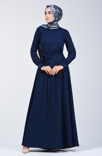 Belted Dress 60108-02 Navy Blue 60108-02