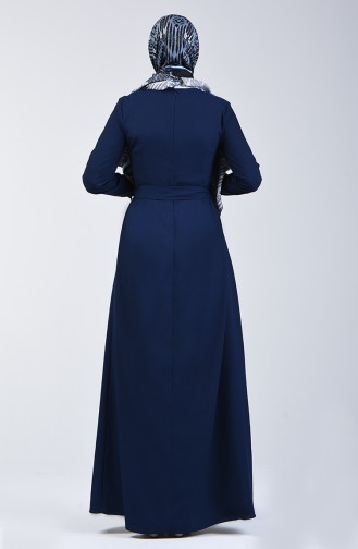 Belted Dress 60108-02 Navy Blue 60108-02