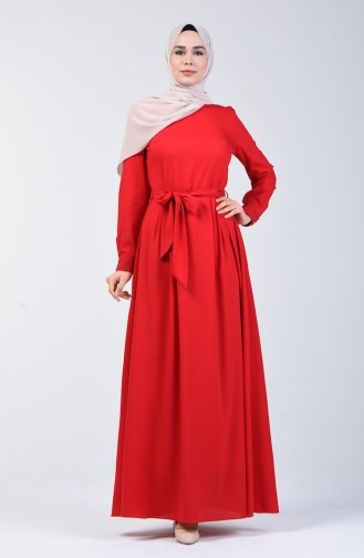 Claret Red Hijab Dress 60108-03