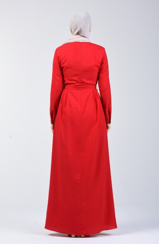 Claret Red Hijab Dress 60108-03