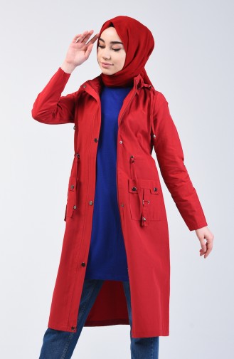 Claret red Trench Coats Models 6095-03