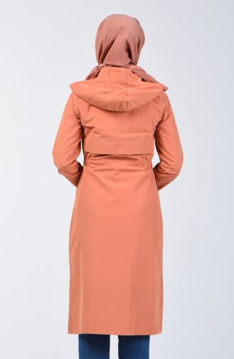 Pinkish Orange Trench Coats Models 6095-04