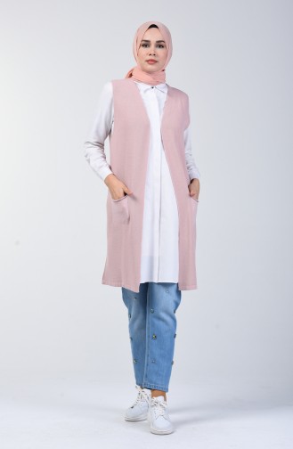 Thin Knitwear Vest with Pockets 4207-02 Powder 4207-02