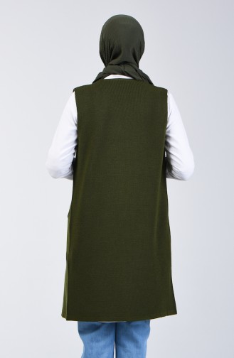 Thin Knitwear Vest with Pockets 4207-06 Khaki 4207-06