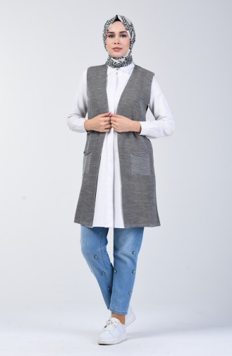 Thin Knitwear Pocket Vest 4207-07 Gray 4207-07