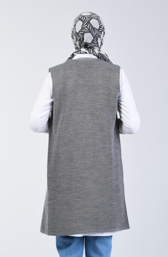 Gilet Sans Manches Tricot Fin à Poche 4207-07 Gris 4207-07