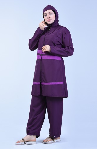 Plus Size Women Islamic Swimsuit 28040 Purple 28040