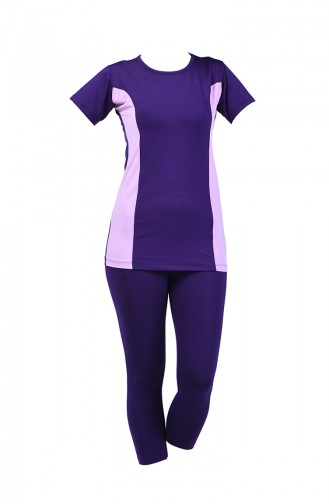 Women s Short Sleeve Pool Swimsuit 28047 Purple 28047