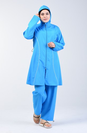 Maillot de Bain Hijab Pour Femme Grande Taille 28051 Bleu 28051