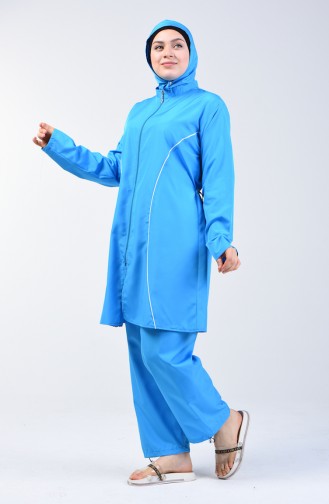 Grösse Grosse Damen Hijab Badeanzug 28051 Blau 28051