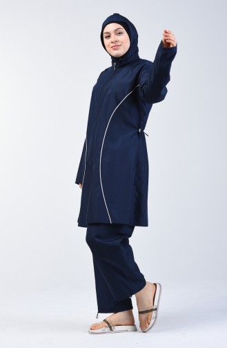 Maillot de Bain Hijab Pour Femme Grande Taille 28053 Bleu Marine 28053