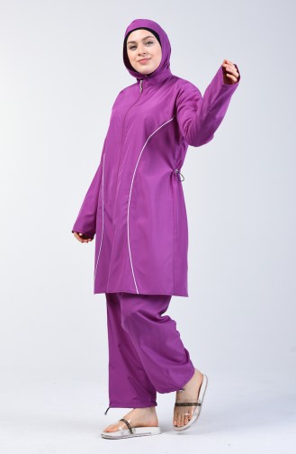 Maillot de Bain Hijab Pour Femme Grande Taille 28056 Lilas 28056