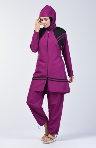 Women s Islamic Swimsuit 28126 Black Purple 28126