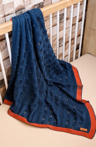 Asel Baby Blanket Navy Blue Orange 00001-04