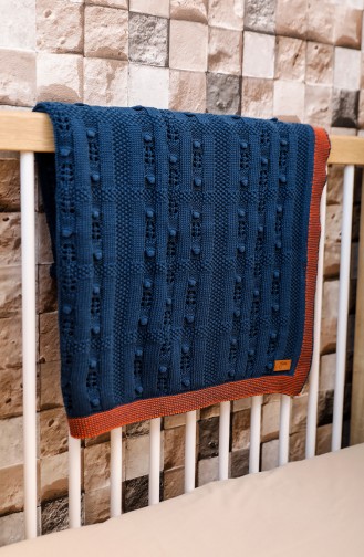 Asel Baby Blanket Navy Blue Orange 00001-04