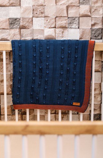 Asel Baby Blanket Navy Blue Orange 00001-04