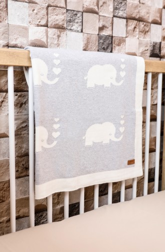 Elephant Baby Blanket 90x90 Fil00001-01 Gray Ecru 00001-01