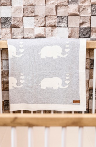 Elephant Baby Blanket 90x90 Fil00001-01 Gray Ecru 00001-01