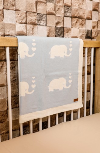 Elephant Baby Blanket 90x90 Fil00001-02 Blue Ecru 00001-02