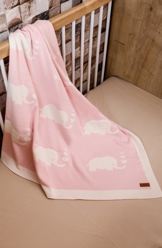 Elephant Baby Blanket 90x90 Fil00001-03 Pink Ecru 00001-03