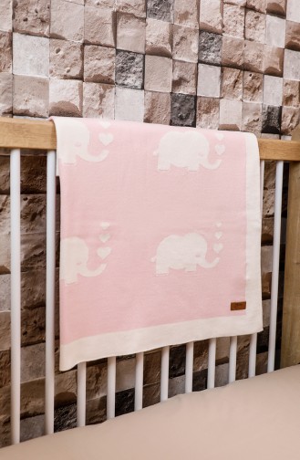 Elephant Baby Blanket 90x90 Fil00001-03 Pink Ecru 00001-03